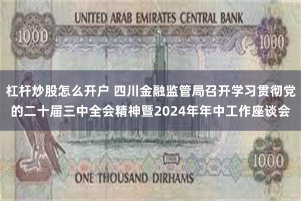 杠杆炒股怎么开户 四川金融监管局召开学习贯彻党的二十届三中全会精神暨2024年年中工作座谈会